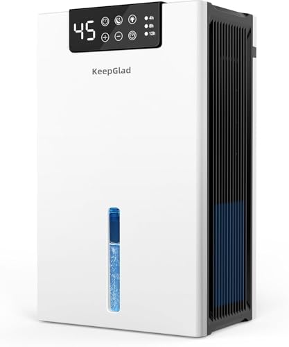 KeepGlad Dehumidifier, 98OZ Dehumidifiers for Home, Auto Shut Off, Washable Filter, Drain Hose, Timer