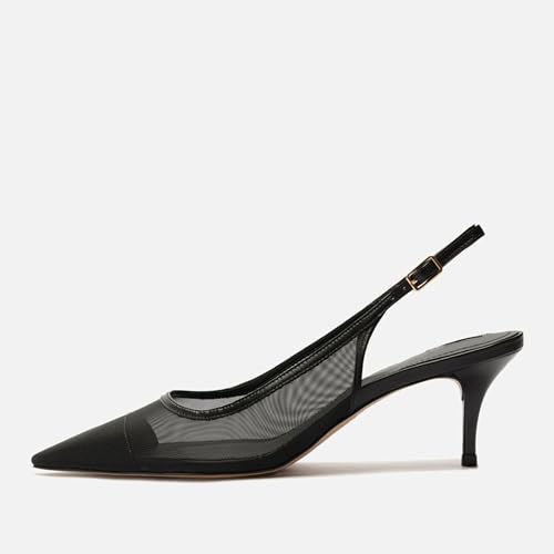 Image of Mesh Kitten Heels for Women Slingback Design with Pointed Toe Breathable and Stylish Elegant Low Heel for Comfort