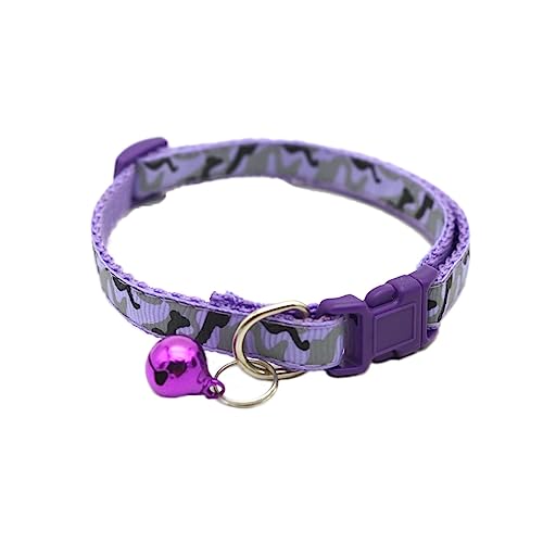 Newtensina Collar de gato camuflaje con campanas - púrpura