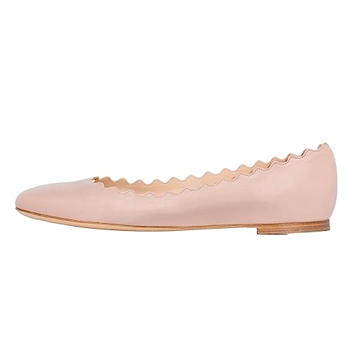 FOWT Women Round Toe Comfy Ballet Flats Slip on Wave Edge Pumps Office School Walking Driving Daily Shoes Size 4-15 US
