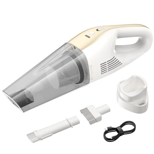 ponoseu Aspirador de carro sem cabo 9500 Pa, aspirador de mão potente para sólidos e líquidos, mini aspirador portátil recarregável com luz LED, filtro HEPA lavável, para casa automóvel