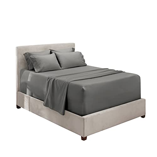 Image of Hearth & Harbor Extra Deep Pocket Split King Sheets - 5 Piece Hotel Luxury Bed Sheets Set Fits Up to 24 inch Mattress - Soft & Breathable Luxury Split King Bed Sheet Set, Split King, Charcoal Stone Gray