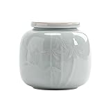 GFHTRELY Lata de té Lata de té celadón Antigua pétalos Loto, Lata sellada, cerámica portátil, Verde Blanco, Roca Longjing, for salón Carrito de té