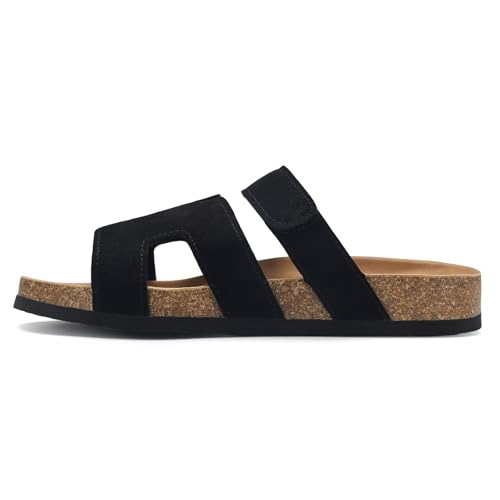 SIKELO Women's Cork Footbed Slide Sandals with Arch Support Comfort Flat Sandal for Women with Adjustable Straps Slip On Summer Outdoor Slippers2