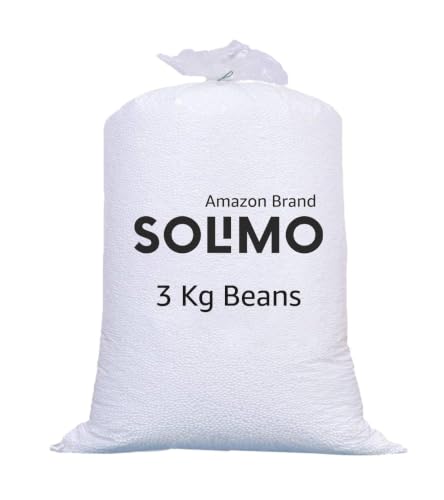 Image of Amazon Brand - Solimo Bean Bag Refill Pack 3 KG | High Density Virgin Polystyrene Bean Bag Beans | Long Lasting Refill for Bean Bags, Bean Bag Chairs, Sofas, Pouffes & Cushions | White