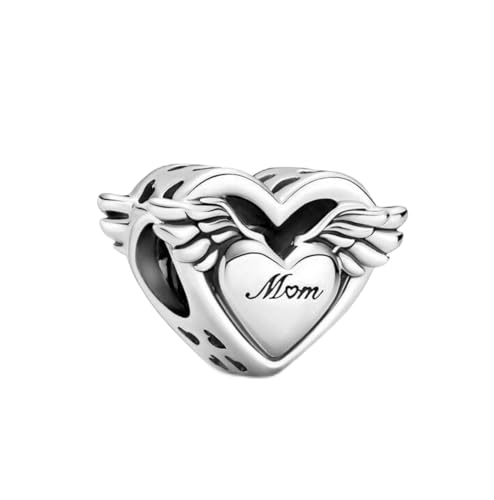 TCZNAF Mom Heart Family Bracelet Charms for European Bracelets Necklaces Mother's Day Bead Charm for Women, Cubic Zirconia