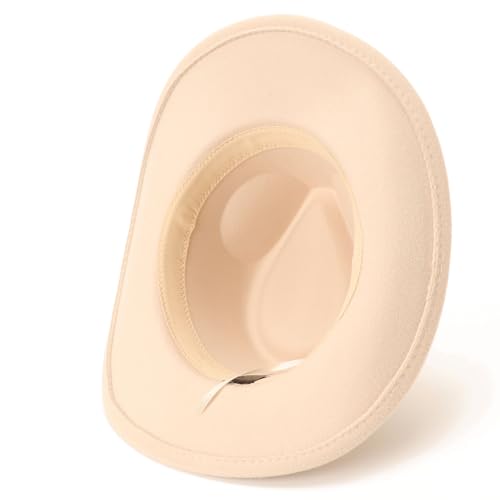 Image of DRESHOW Cowboy Hat for Women and Men Western Felt Cowboy Cowgirl Hat Wide Brim Belt Buckle Retro Fedora Hats Unisex Caps