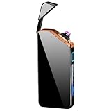 STS Parts Dual Arc Plasma Electric Lighter – USB Rechargeable Flameless Windproof Lighter – Touch Sensor, Portable Zinc Alloy – for Camping, Outdoors, Travel – Black, Blue, Red, Silver, Gold (Black)