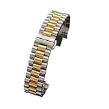 BSEIXIKRB Cinturino per orologio in acciaio inossidabile 12 13 14 16 17 18 19 20mm 21 22mm Fascia 3 file Cinturini di ricambio con estremità curva piatta strumenti(Silver Gold,12mm)