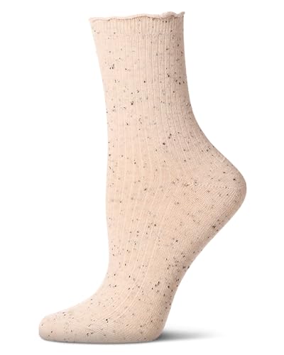 MeMoi Women's Vintage Ribbed Multi-Flecked Lettuce Edge Crew Sock3