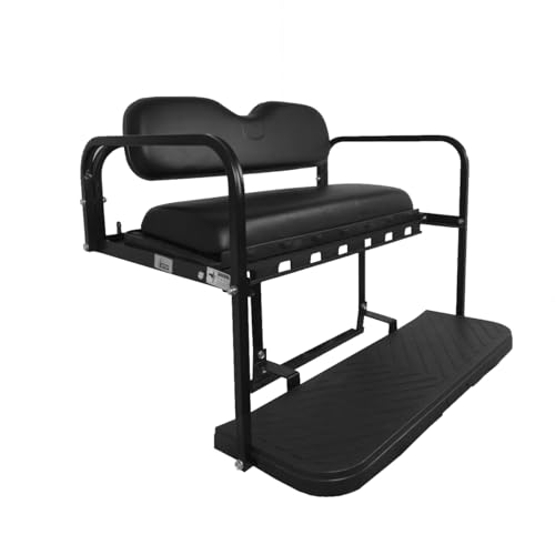 GTW MACH3 Golf Cart Rear Seat Kit with Steel Frame, Black Cu...