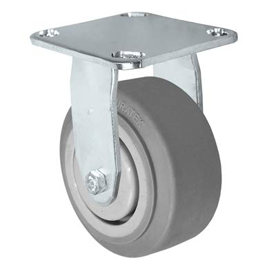 CasterHQ - 4" x 2" Stainless Rigid Caster - Thermo Plastic Rubber Wheel - 300 lbs Cap