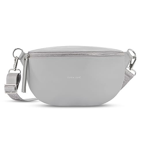 Expatrié Bauchtasche Damen Grau - Alice Medium - Gürteltasche für Festival, Reisen & Alltag aus Veganem Leder - Brusttasche Stylisch - Wasserabweisend