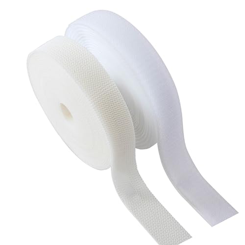 Sew on Hook and Loop Strips 3/4in x 5yd | Easy to Sew | Excellent Grip | Non-Adhesive Back Nylon Strips Fabric Fastener Non-Adhesive Interlocking Tape for Clothing Sewing Crafts and DIY White