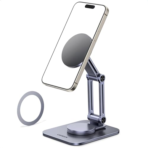UGREEN Magnetischer Handy Ständer 360°Verstellbar, Aluminium Magsafe Handyhalterung mit Metallringe, Handyhalter Kompatibel mit iPhone 17 16 15 14 13 12 Pro Max und Magsafe Hülle, Galaxy S23 Ultra
