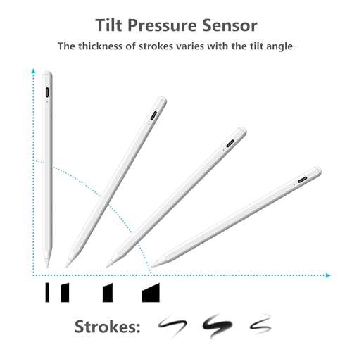 Image of Stylus Pen for iPad, Apple Pencil with Palm Rejection, Tilt Sensitivity, Magnetic, Compatible with iPad Air 3 /4 /5, iPad 6 /7 /8 /9 /10, iPad Pro 10.5 inch, iPad Pro 11 inch, iPad Pro 12.9 inch, iPad Mini 5 /6