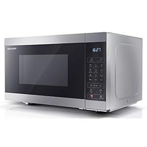 SHARP YC-MG81U-S 900W Digital Touch Control Microwave with 28 L Capacity, 1100W Grill & Ceramic Enamel Interior – Silver