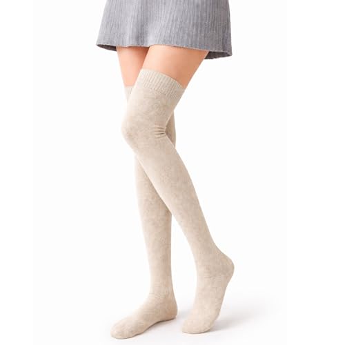 Image of Kaththai Wool Warm Thigh High Socks for Women | Soft & Breathable Knit Thermal Leg Warmers | Versatile Multi-Way Wear, Knee-Length | Winter & Fall Essential