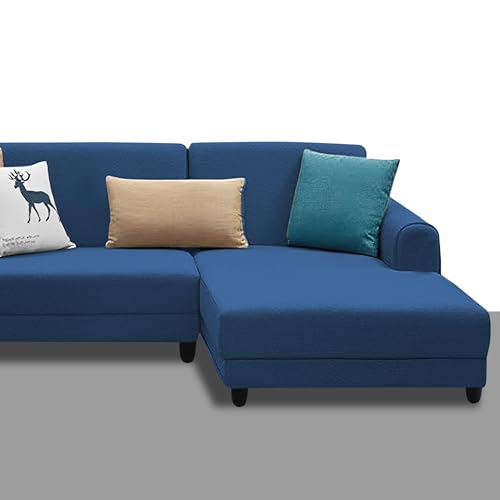 Image of Kraven RHS 4 Seater L Shape Sofa Set for Living Room (Blue Fabric) Premium Fabric Sofa
