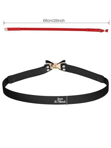 Tatuo 3 Pieces Women Skinny Waist Belt Thin Stretchy Bow Belt for Dress, 3 Colors (Set 1)2