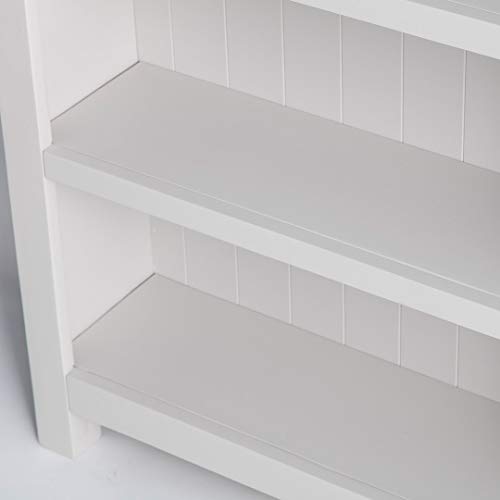 Farro Small Living Room Grey Bookcase for Small Spaces | Roseland Furniture Contemporary Low Painted Pine Solid Wooden Childrens Bookshelf with 3 Shelves with Oak Top for Bedroom or Hallway - Image 9