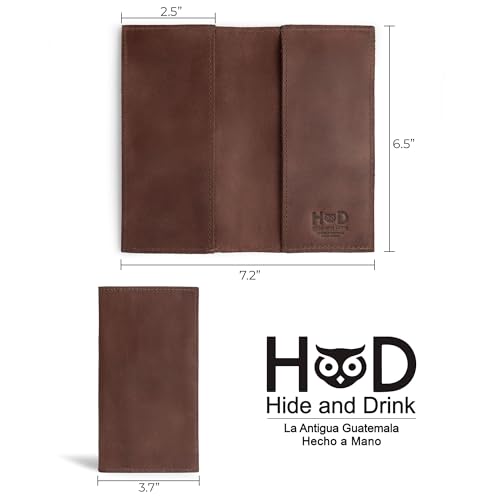 Image of Hide & Drink, Checkbook Cover, Minimalist Organizer for Personal or Business Finances, Bill Holder, Full Grain Leather, Handmade, Bourbon Brown