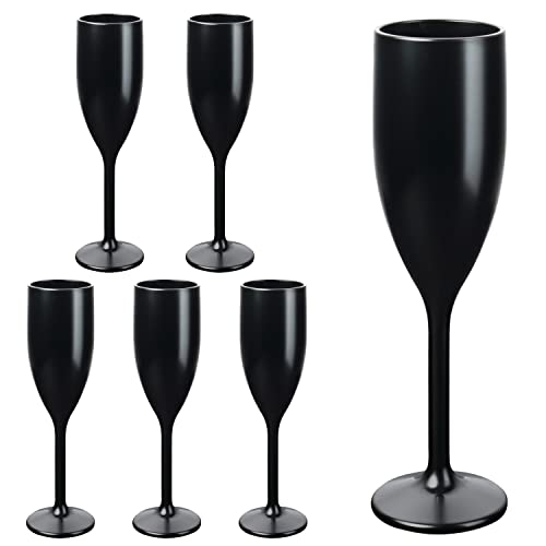 Schramm&reg; Mehrweg Sektgl&auml;ser in schwarz w&auml;hlbar 6, 12, 24 oder 48 St&uuml;ck 150 ml Champagner Glas Sektfl&ouml;ten Sektkelch Stielglas Champagner Gl&auml;ser Fassungsverm&ouml;gen, Gr&ouml;&szlig;e:6 St&uuml;ck