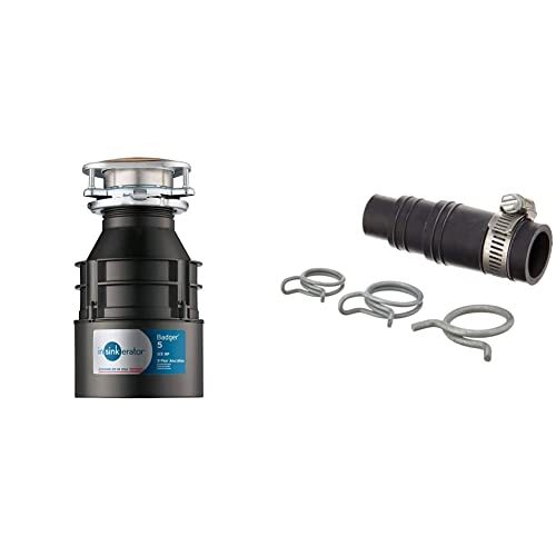 InSinkErator Badger 5 Garbage Disposal, Standard Series 1/2 HP Continuous Feed Food Waste Disposer, Black, Set of 1 and InSinkErator DWC-00 Plumbing-Equipment - image 1