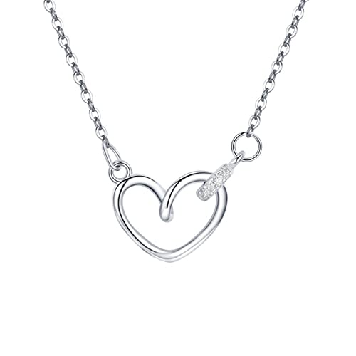 Collier en argent 925 pour femmes avec pendentif cœur en zircone