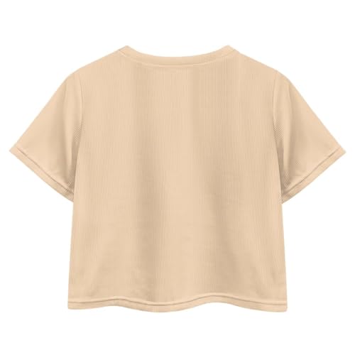 Image of Cute Crop Tops for Girls Short Sleeve Summer T Shirts Fashion Graphic Tees Crew Neck Pullover Tee 5-14 Years