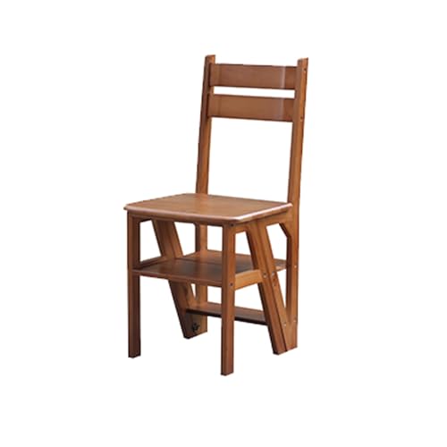 WLH Alexanders Escalon Taburete de Escalera de Pino, Banco de Escalada Plegable, Silla de Escalera de Doble Uso, fácil de Guardar, Adecuado for Uso doméstico, Cocina, Interior. banqueta(Walnut)