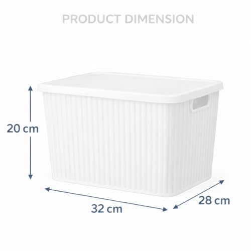 Image of Plastic Storage Box with Lid - Large Stackable Organizer Storage Box for Clothes, Toys, Kitchen - Big Size Plastic Storage Container Basket for Home, Office, Bathroom(Large,3pcs,MultiColor)