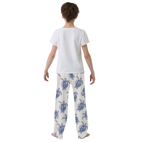 Boys' Pants Sea Turtle Doodle Blue Long Bottoms Jogger Pants Elastic Waist Trousers with Pockets S-XL3