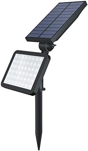 OUSFOT LED Solar Lights IP67 Waterproof 2 Brightness Modes Solar Powered Security Spotlights for Garden Yard Driveway Porch Walkway (1 Pack)