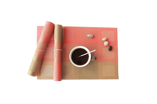 Image of Dribble PVC Placemats Set of 6 | Heat-Resistant, Washable, Waterproof Table Mats | Anti-Slip Dining Table Placemats for Kitchen & Home Decor - 45x30cm, Design -Pixel