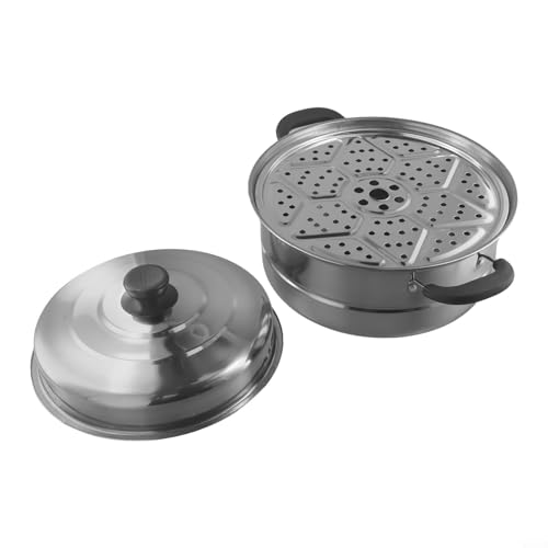 ステンレス製 2段蒸し器 26/28/30cm 多機能調理器具 IH対応 ガスコンロ対応 栄養キープ 多層調理 食洗機可 キッチン用品(26cm)