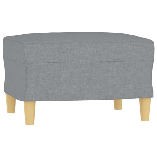 vidaXL Sofagarnitur 4-TLG., Sessel Couch mit Kissen Fußhocker, Sofa Wohnzimmersofa mit Armlehnen, Couchgarnitur Designsofa Sitzmöbel Polstermöbel, Hellgrau Stoff – Bild 7