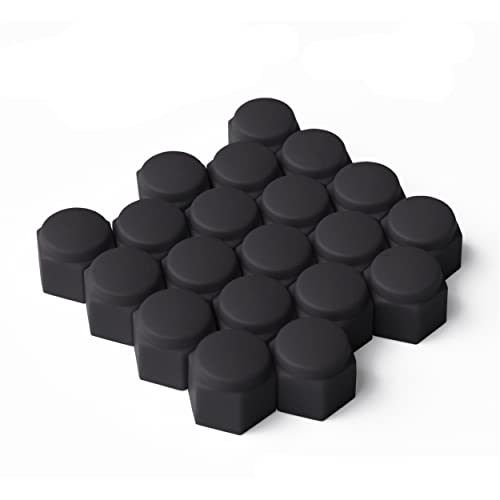 Silicon Lug Nut Covers Black 21mm | Flexible & Durable Lug Nut Cap | Pack of 20 for 4 Wheels with 5 Lug Nuts Each | 9 Colors Available