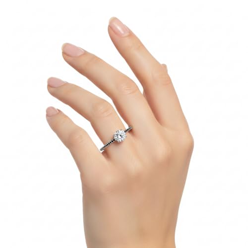 Image of Choose Your Gemstone Delicate Hidden Halo Diamond CZ Ring 925 Sterling Silver Round Shape Petite Engagement Rings Minimal Modern Design Birthday Gift Wedding Gift US Size 4 to 12