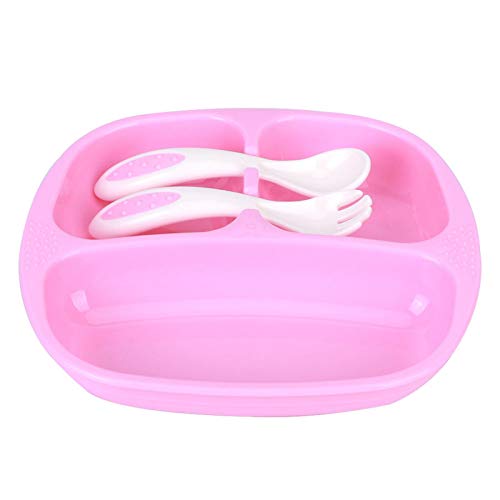 Conjunto de 3 peças de prato infantil portátil antiderrapante com garfo de colher prato infantil inf
