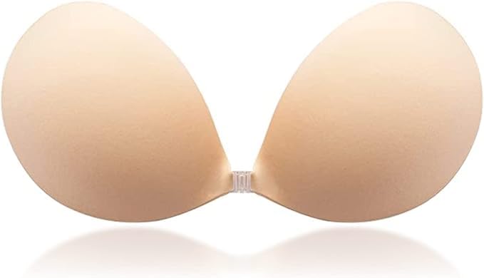 Strapless Sticky Bra Invisible Sticky Boobs Silicone Adhesive Bra Backless Pushup Lift Bra Beige