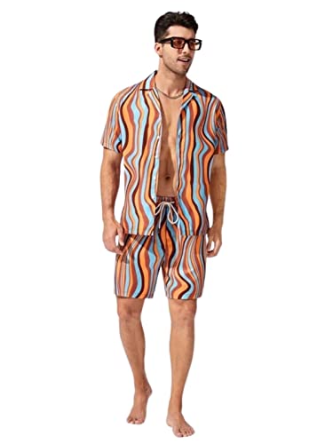 Image of GRECIILOOKS Co Ord Set for Men | Trendy Night Dress for Boys | Shirt and Shorts Combo for Lounge | Stylish Summer and Travel Outfit | Men's Matching Two-Piece for Vacation