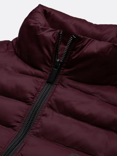 Image of SHOWOFFFF Men Solid Puffer Jacket | Mock Collar Full Sleeves Nylon Jacket for Mens | Slim Fit Regular Length Jacket for Men's