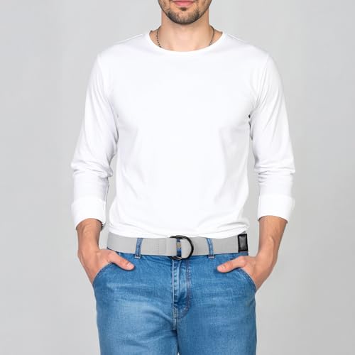 Image of maikun Mens Womens Canvas Belt, D-ring Buckle Cloth Fabric Belt for Men