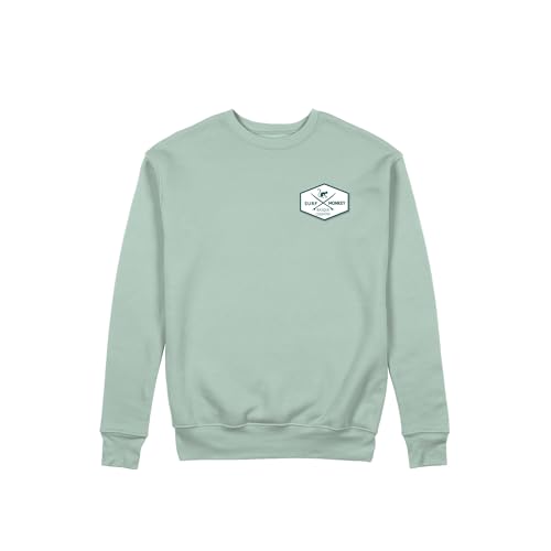 Surf Monkey Sudadera con Cuello Redondo Parches (FR/ES, Letras, S, Regular, Regular, Green Tide)