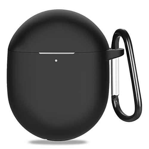 Google Pixel Buds Pro ケース 全面保護カバー シリコン製 装着充電可能 カラビナ リング付き 軽量 キズ防止 耐衝撃 防水 防塵 装着充電可能 全面保護 キズ防止 Google Pixel Buds Pro 対応 (ブラック)