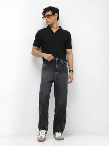 Image of Urbano Fashion Men's Loose Baggy Fit Heavy Washed Jeans Non-Stretchable