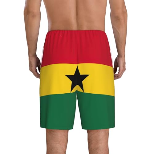 Flag Of Ghana Men,S Comfy Lounge Sleeping Imitation Cotton Shorts Pants Pockets Inserted On Both Sides3