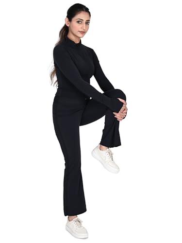 Image of SSoShHub High Waist Stretchable Gym Flair Pant, Stylish Bra and Jacket Gym wear /Active Wear Yoga Flair Pants Dance Womens Workout Tights, Jacket Top Stretchable Sportswear set