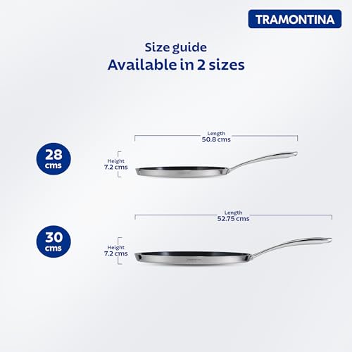 Image of TRAMONTINA Fusao Healthy Triply Ceramic 28 Cm Dosa Tawa 4mm Thick | Non Toxic (PFAS /PTFE /PFOA Free) | Uttapam Tawa | Roti | Parantha | Induction Friendly | Stay Cool Handle I 10 Year Warranty.